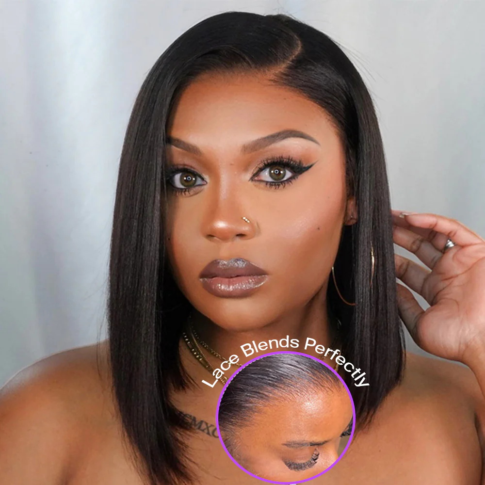 Glueless Wear And Go Human Hair Wig - Прямые парики-каре без клея из натуральных