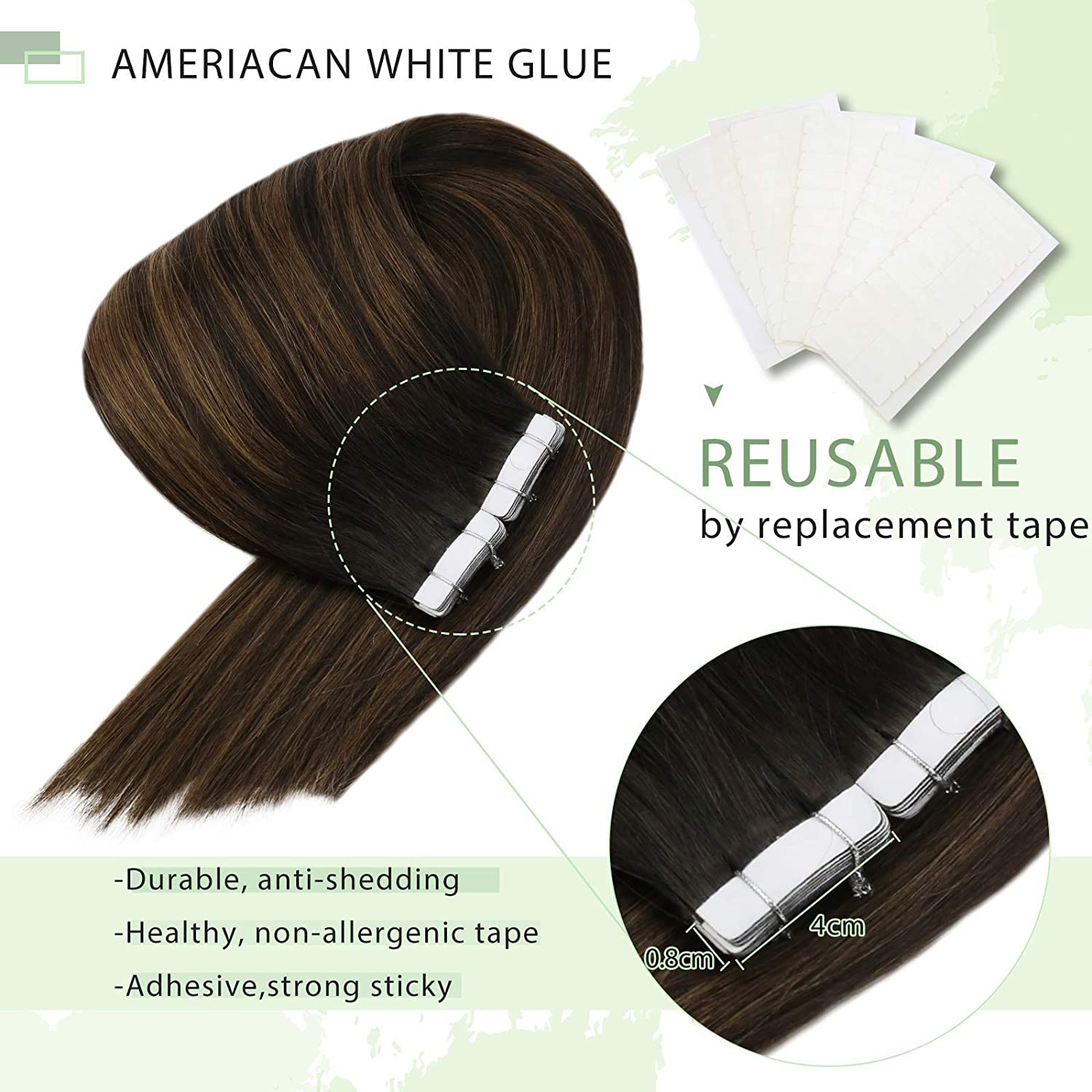 VeSunny пряди для наращивания  – обзор и цена Invisible Tape In Extensions Real Hair