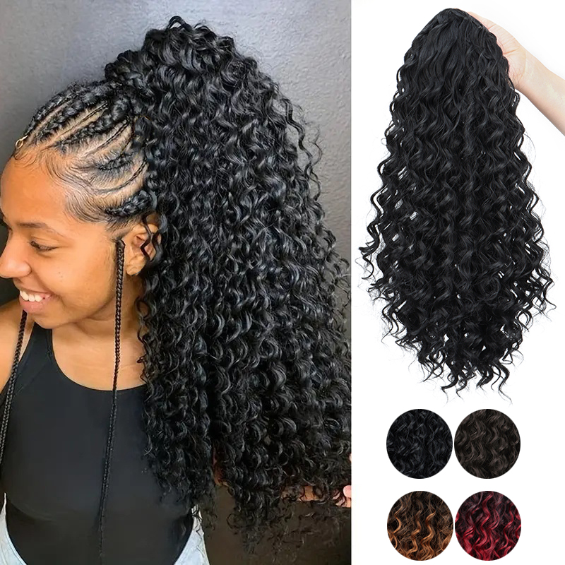 Синтетический 18-дюймовый длин – обзор и цена Drawstring Afro Curly Puff Ponytail