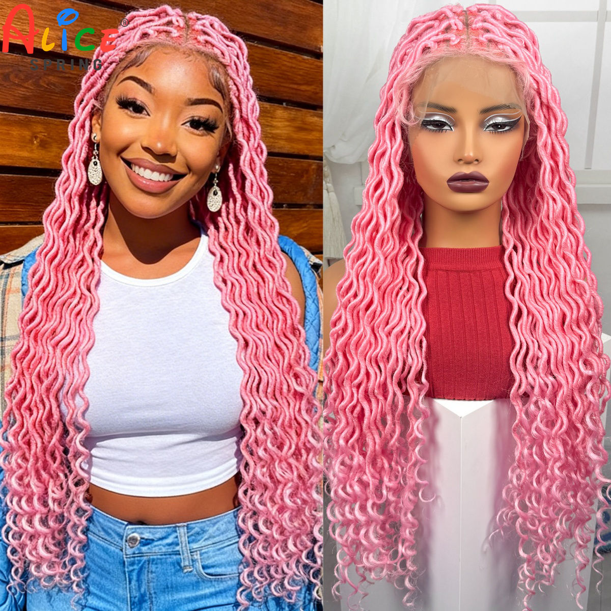 Розовые парики с полной кружев – обзор и цена Synthetic Braided Wigs For Black Women